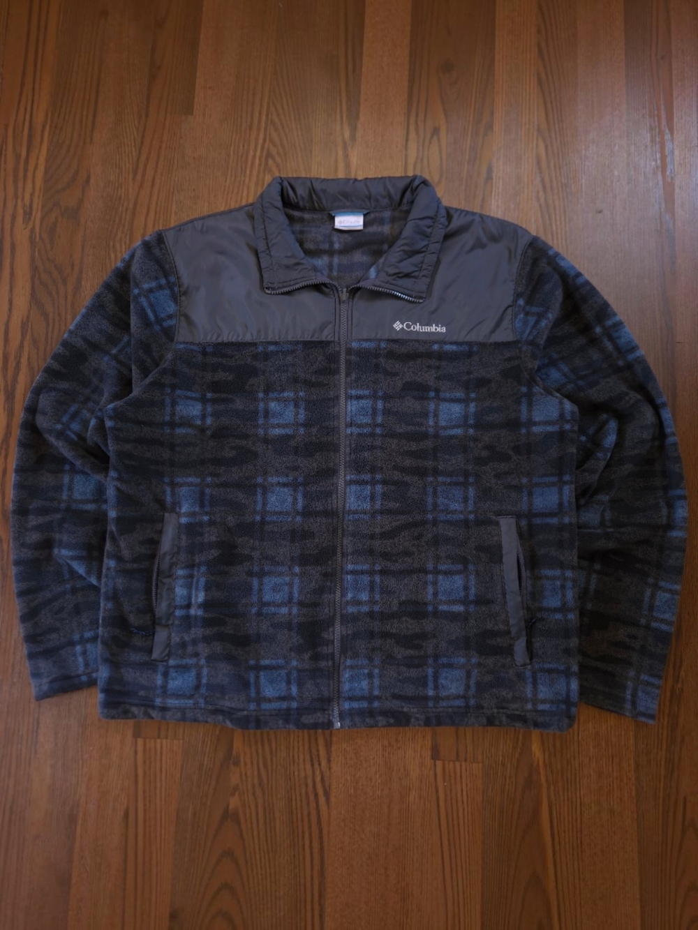 Columbia Bugaboo Interchange Fleece Jacket Liner Mens XL Gray Plaid Full Zip